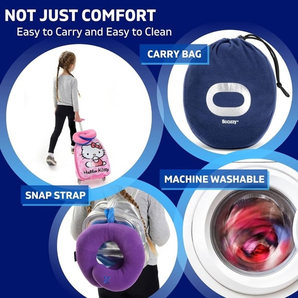 BCOZZY 8-12 Y/O Kids Travel Pillow for Car & Airplane, Soft Kids Neck Pillow S - Picture 5 of 11